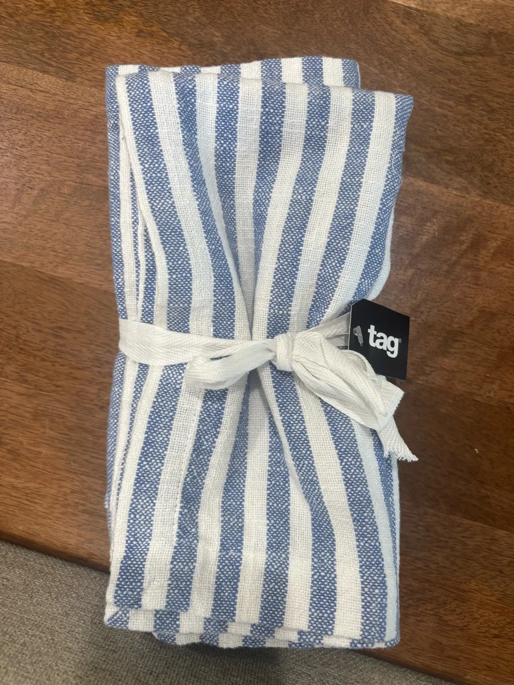 Striped Blue & White Set of 4 Napkins